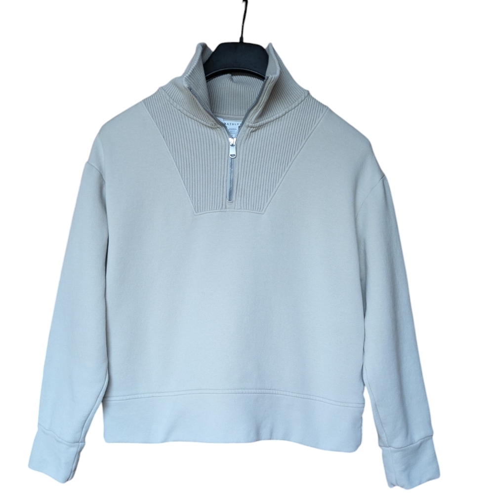 Athleta Retroplush Revive Zip Neck Sweatshirt Size Small